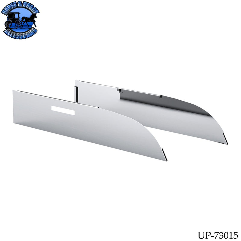 UP-73015 430 Stainless Steel 6" Chop Top Window Trim For 2012-2017 Peterbilt 567 & 579 With Convex Mirror (Pair)