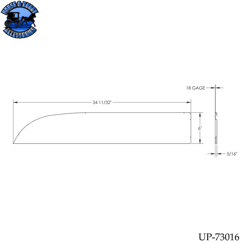 up-73016 430 Stainless Steel 6" Chop Top Window Trim For 2012-2017 Peterbilt 567 & 579 (Pair)