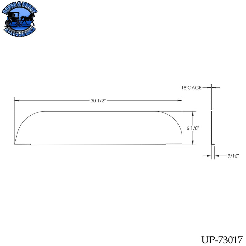 UP-73017 430 Stainless Steel 6" Chop Top Window Trim For Peterbilt Trucks With Cab Mounted Mirror (Pair)
