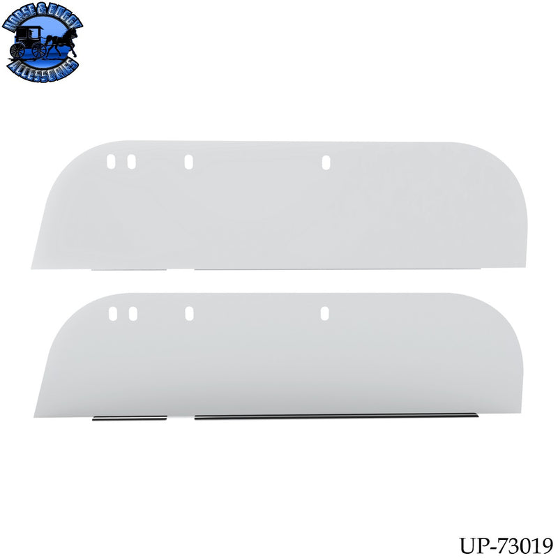 UP-73019 430 Stainless Steel 8" Chop Top Window Trim For 2005+ Peterbilt Trucks With Door Mounted Mirror (Pair)