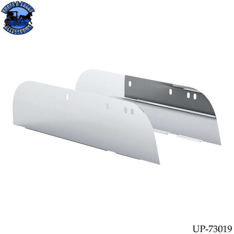 UP-73019 430 Stainless Steel 8" Chop Top Window Trim For 2005+ Peterbilt Trucks With Door Mounted Mirror (Pair)