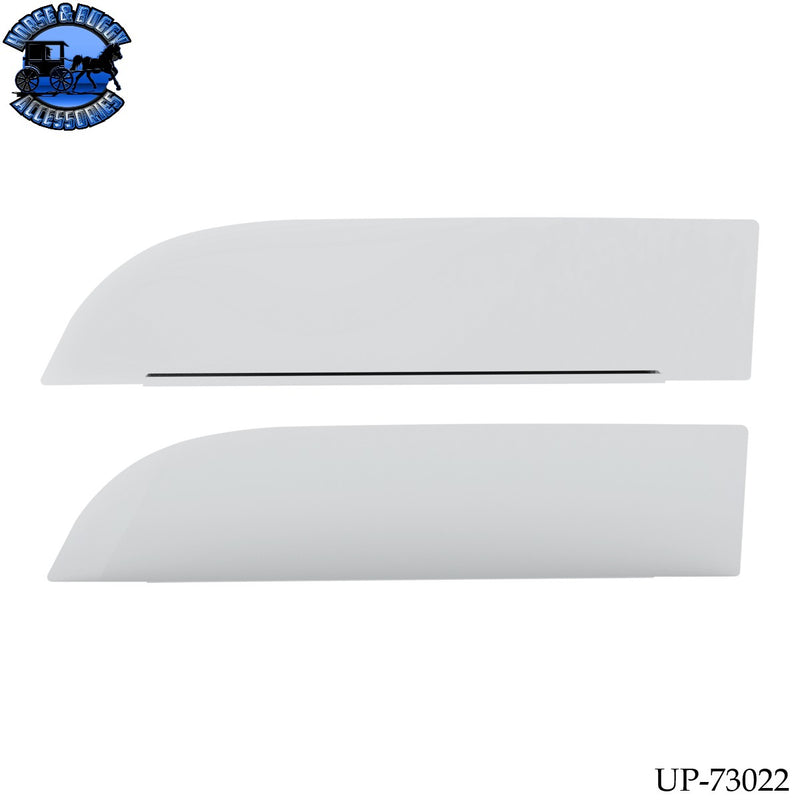 UP-73022 430 Stainless Steel 8" Chop Top Window Trim For 2012-2026 Peterbilt 579 With Convex Mirror (Pair)