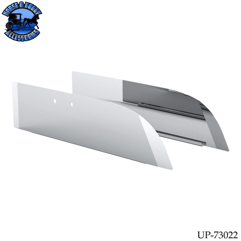 UP-73022 430 Stainless Steel 8" Chop Top Window Trim For 2012-2026 Peterbilt 579 With Convex Mirror (Pair)