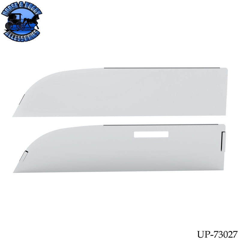 UP-73027 430 Stainless Steel 8" Chop Top Window Trim For 2012-2017 Kenworth T680 & T880 With Convex Mirror (Pair)