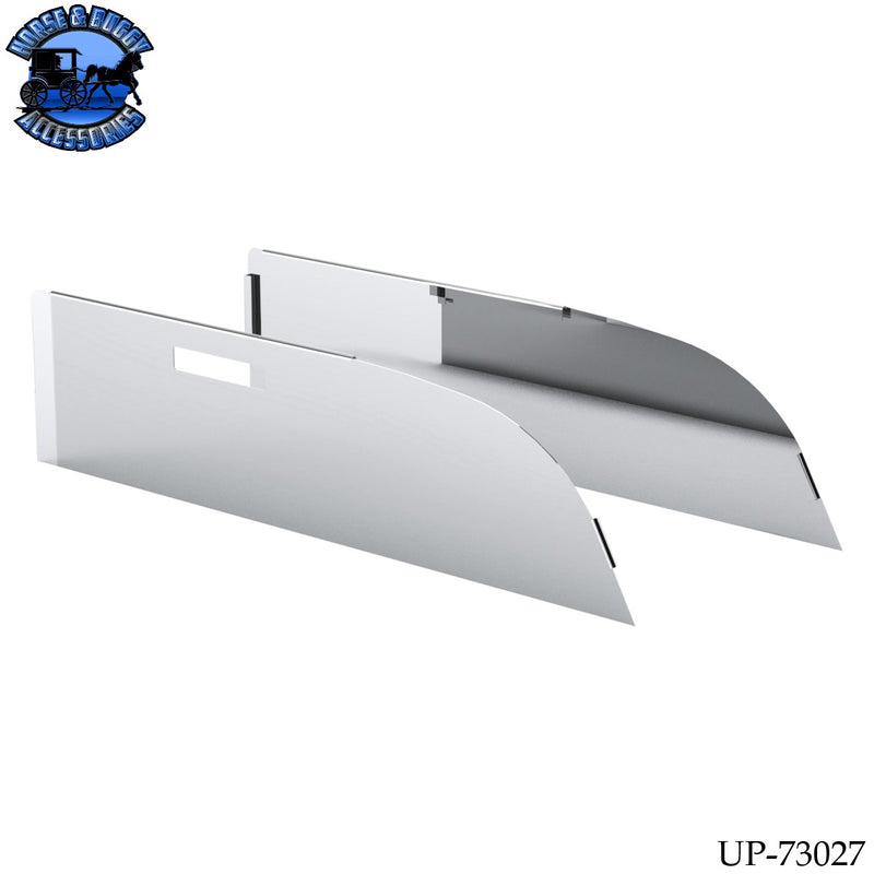 UP-73027 430 Stainless Steel 8" Chop Top Window Trim For 2012-2017 Kenworth T680 & T880 With Convex Mirror (Pair)