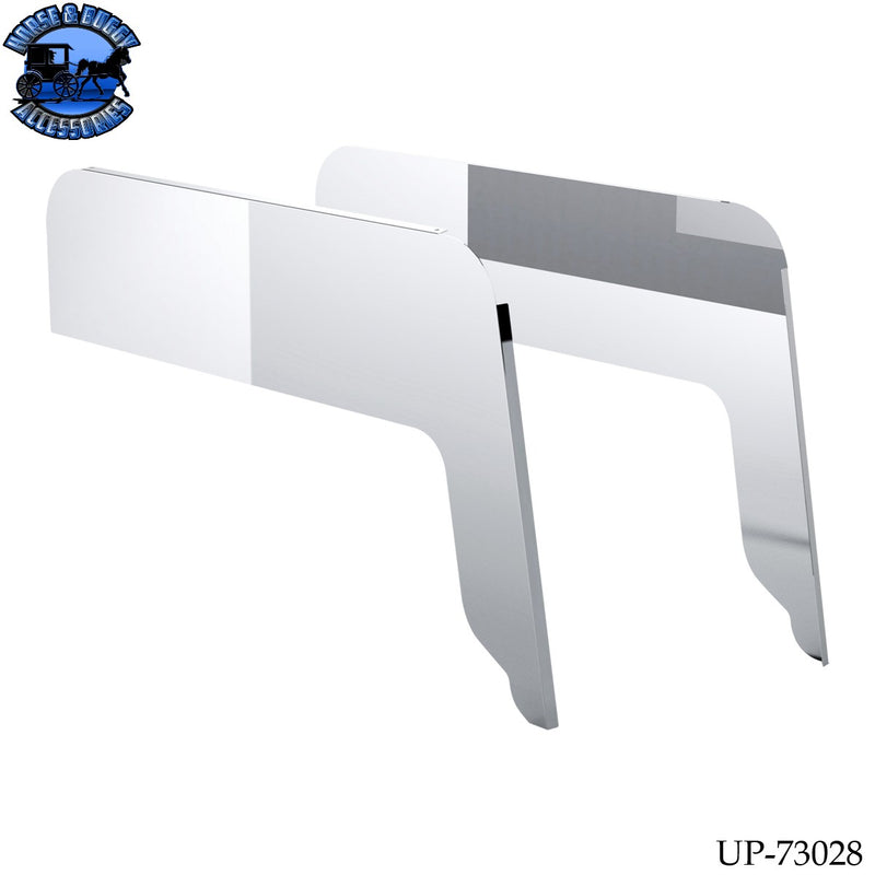 UP-73028 430 Stainless Steel 8" L-Shape Chop Top Window Trim For Kenworth T300, T600, T660, T800 (Pair)