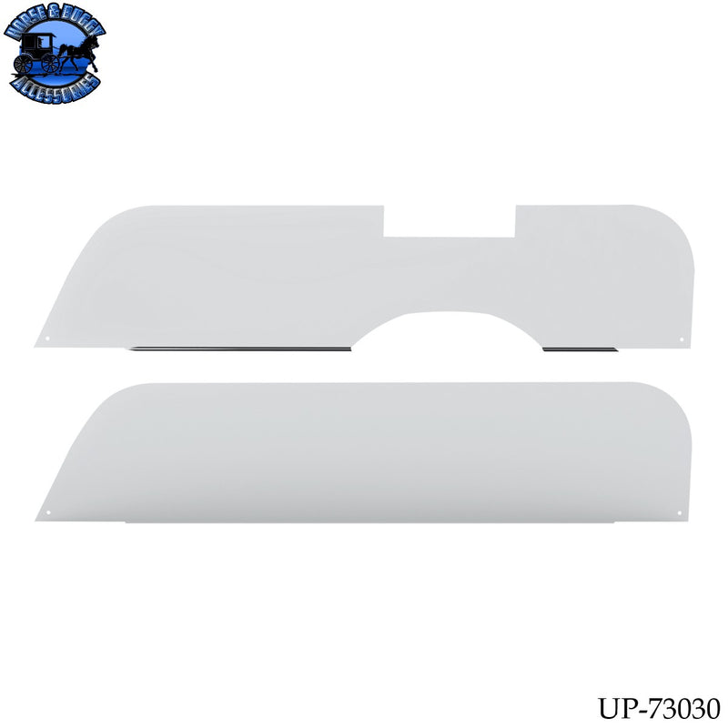 UP-73030 430 Stainless Steel 7" Chop Top Window Trim For 2018-2026 Freightliner Cascadia With Convex Mirror (Pair)