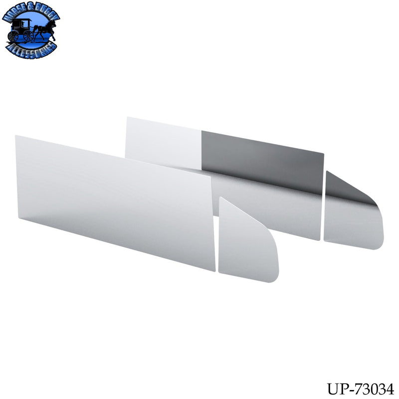 UP-73034 430 Stainless Steel 8" Chop Top Window Trim For 2006-2016 International Prostar With Non-Sealed Vent Window (Pair)