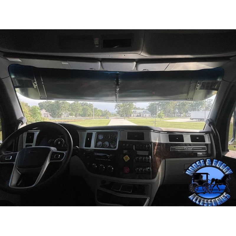 Rollin Low (14" Straight) Visor (Kenworth T680, T880, W990) (Peterbilt 567, 579, 589)  #3005 PETERBILT VISOR Black
