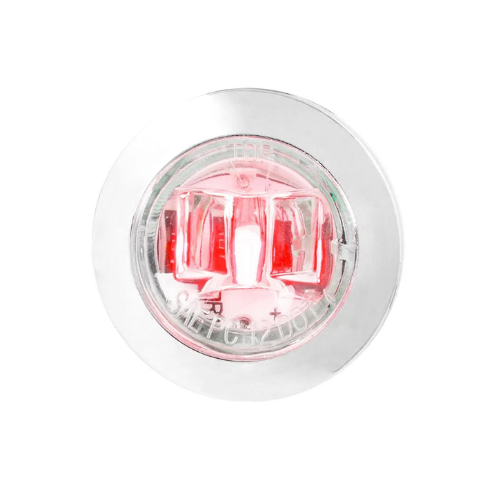 Light Gray 3/4" ROUND MINI RED/CLEAR 1LED MARKER LIGHT W/CR. BEZEL