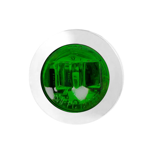 74687 3/4" ROUND MINI GREEN/GREEN 1LED LIGHT W/CR. BEZEL Dark Green