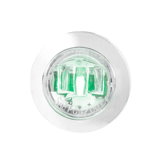 74658 3/4" ROUND MINI GREEN/CLEAR 1LED HIGH/LOW LIGHT W/CR. BEZEL Light Gray