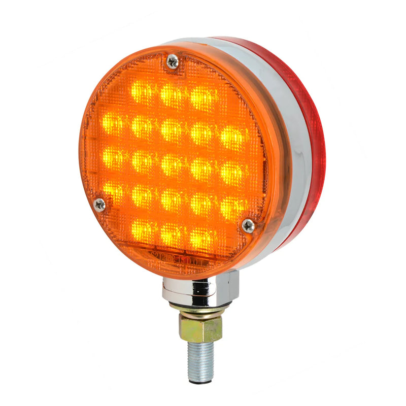 4" SMART DYNAMIC DOUBLE FACE AMBER/RED 21 LED LIGHT, DRIVER SIDE pedestal Chocolate