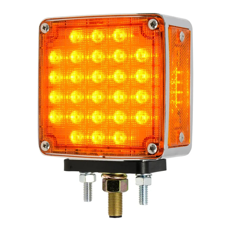 74710 SQ. SMART DYNAMIC DOUBLE FACE AMBER/RED 26 LED LIGHT, D/SIDE pedestal Dark Orange