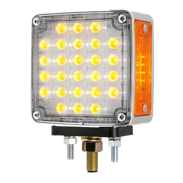 74712 SQ. SMART DYNAMIC DOUBLE FACE AMBER/RED/CLR 26LED LIGHT, D/S Gray