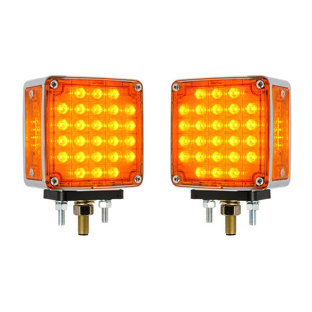 74714 SQ. SMART DYNAMIC DOUBLE FACE AMBER/RED LED LIGHT, TWIN PACK Dark Orange