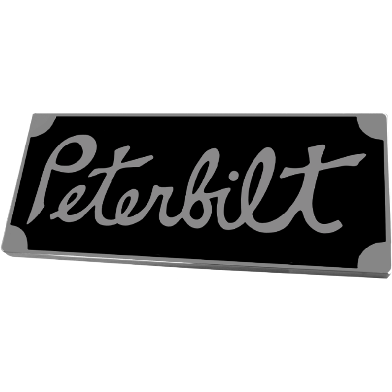 PETERBILT OLD STYLE ENGRAVED EMBLEM RECT. BLACK CHROME (190) EMBLEM Black