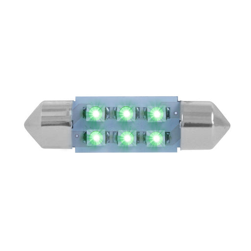 75002 #211-2 (36MM) GREEN 6 LED DOME LIGHT BULBS, 12V Dark Gray