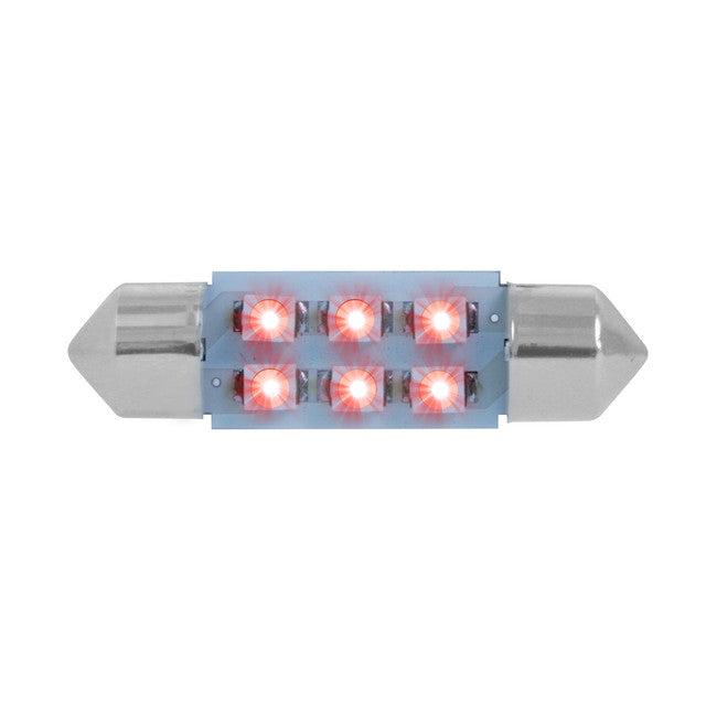 75003 #211-2 (36MM) RED 6 LED DOME LIGHT BULBS, 12V Dark Gray