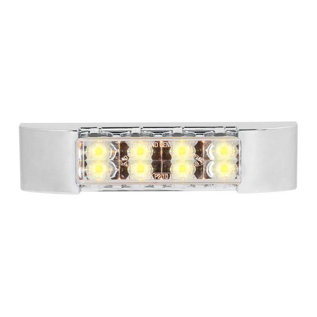 75176 6"L RECT. PEARL AMBER/CLEAR 8 LED LIGHT W/ CR. BEZEL Light Gray