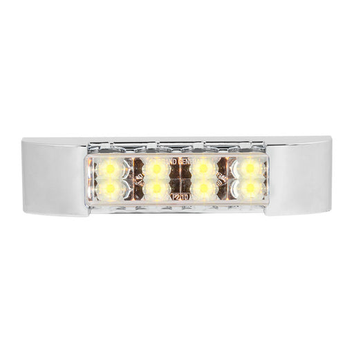75176 6"L RECT. PEARL AMBER/CLEAR 8 LED LIGHT W/ CR. BEZEL Light Gray