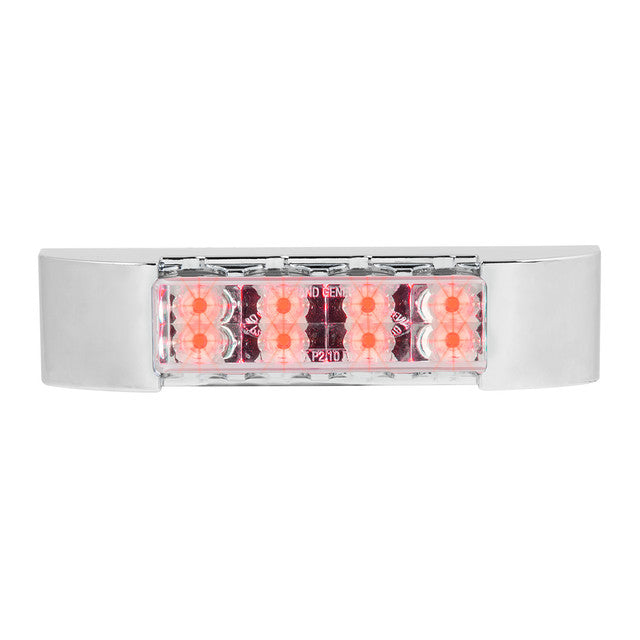 75178 6"L RECT. PEARL RED/CLEAR 8 LED LIGHT W/ CR. BEZEL Light Gray