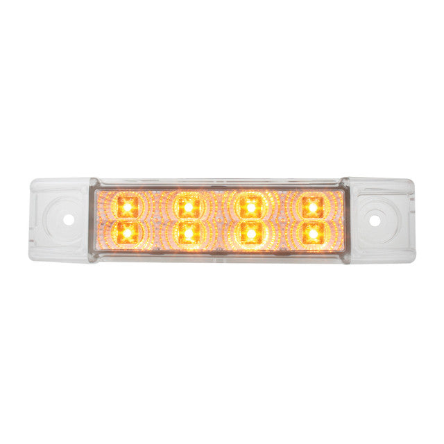 75181 6"L RECT. SPYDER AMBER/CLEAR 8 LED LIGHT, HIGH/LOW 3 WIRES Light Gray