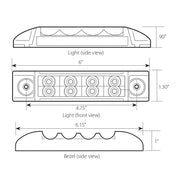 6"L RECT. PEARL AMBER/CLEAR 8 LED LIGHT, HIGH/LOW 3 WIRES 6" RECTANGULAR Lavender