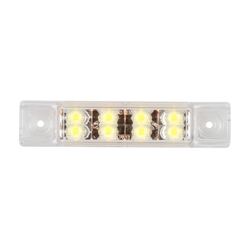 6"L RECT. PEARL AMBER/CLEAR 8 LED LIGHT, HIGH/LOW 3 WIRES 6" RECTANGULAR Light Gray