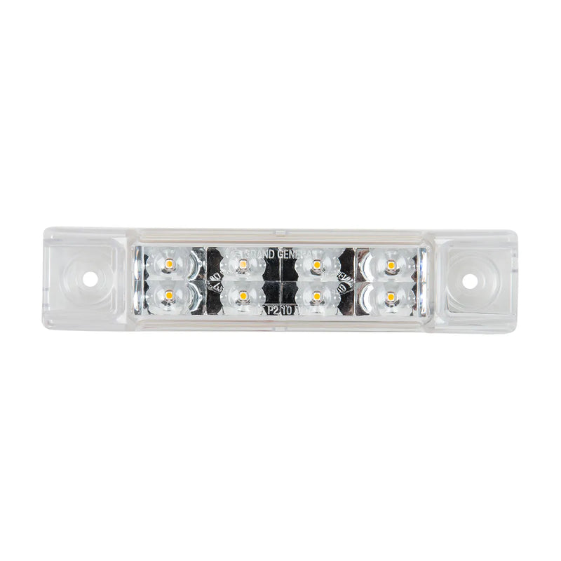 6"L RECT. PEARL AMBER/CLEAR 8 LED LIGHT, HIGH/LOW 3 WIRES 6" RECTANGULAR Light Gray