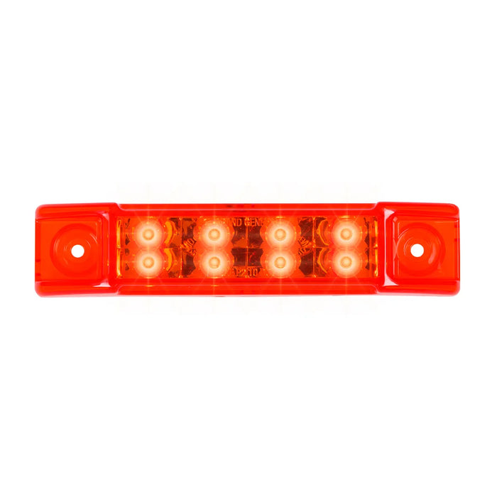 Peach Puff 6"L RECT. PEARL RED/RED 8 LED LIGHT, HIGH/LOW 3 WIRES 6" RECTANGULAR