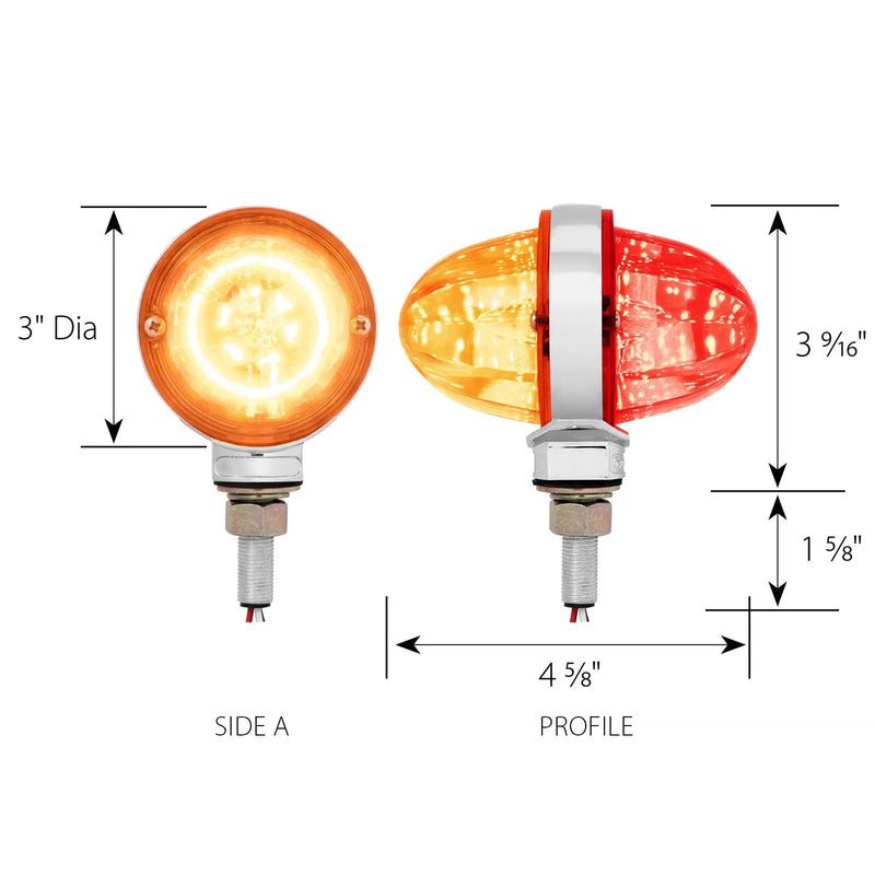 3" Watermelon Double Face High Power LED Pedestal Light (CHOOSE COLOR) amber/amber - red/red,amber/clear - red/clear,amber/smoke - red/smoke Wheat