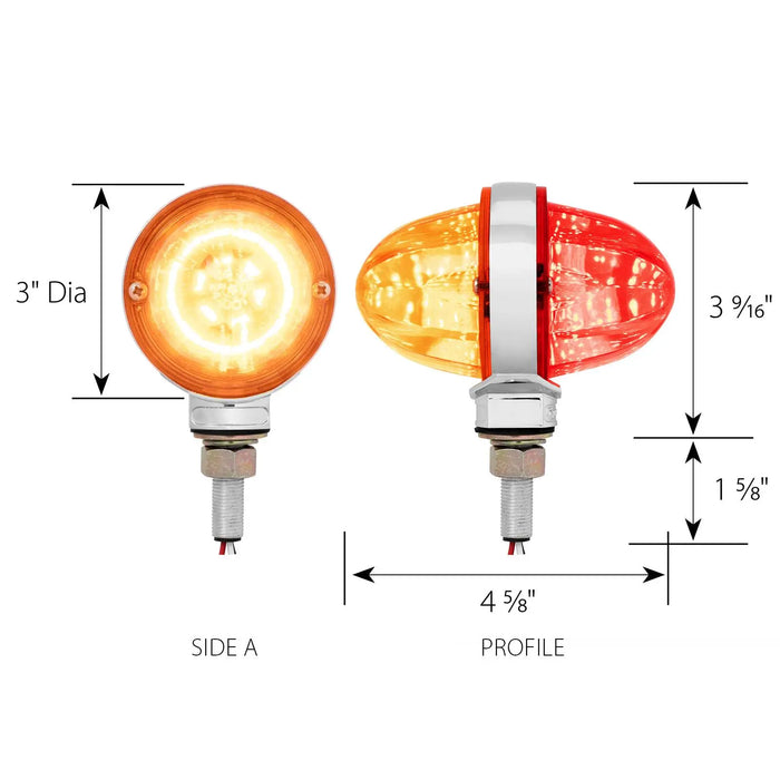 Wheat 3″ Watermelon Double Face High Power LED Pedestal Light amber/amber - red/red,amber/clear - red/clear,amber/smoke - red/smoke