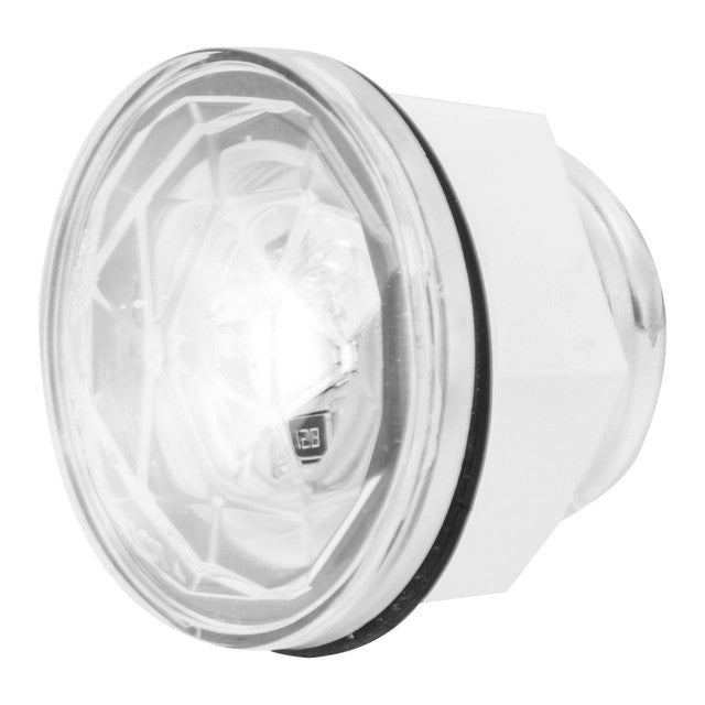 75304 1-1/4" WHITE/CLR DIAMOND LENS 1 LED INTERIOR LIGHT W/ NUT Light Gray