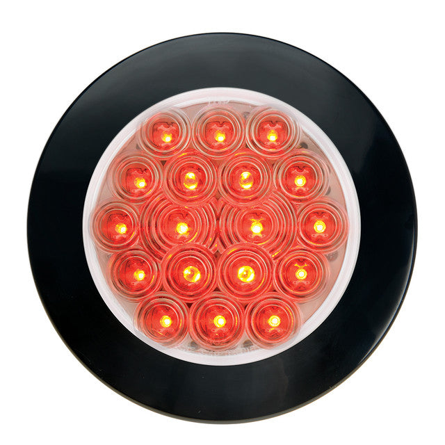 75753 Fleet Series 4" Flange Mount LED Light w/ Twist-On Bezel & 3 Prong Plug, Red/Clear Tomato
