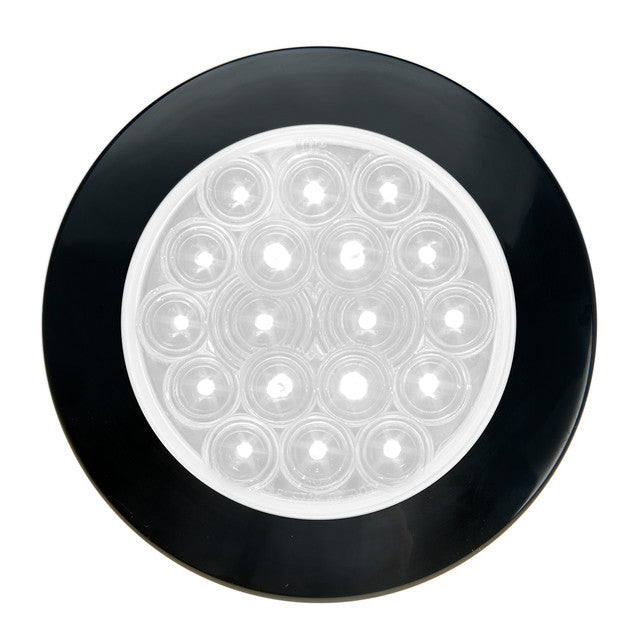 75754 Fleet Series 4" Flange Mount LED Light w/ Twist-On Bezel & 3 Prong Plug, White/Clear Light Gray