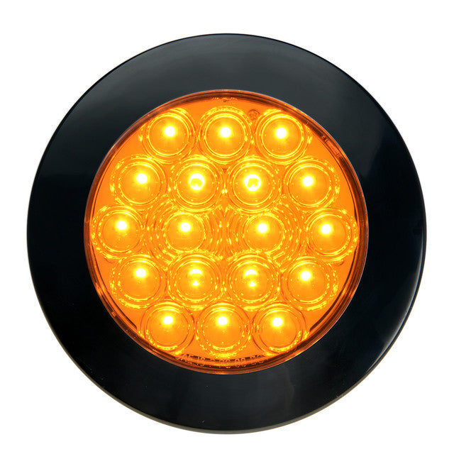 75755 Fleet Series 4" Flange Mount LED Light w/ Twist-On Bezel & 3 Wires Amber Black