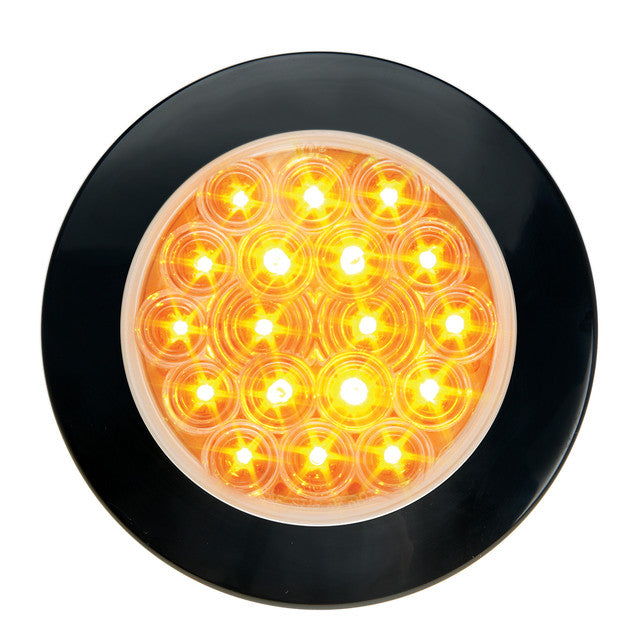 75756 Fleet Series 4" Flange Mount LED Light w/ Twist-On Bezel & 3 Wires Amber/Clear Sandy Brown