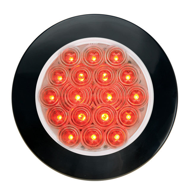 75758 Fleet Series 4" Flange Mount LED Light w/ Twist-On Bezel & 3 Wires Red/Clear Tomato