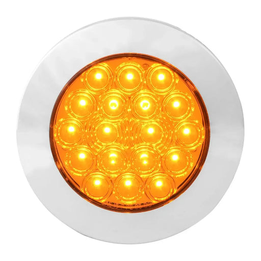 4" FLEET AMBER/AMBER 18 LED SURFACE MOUNT W/ BEZEL, 3WIRES 4" ROUND Orange