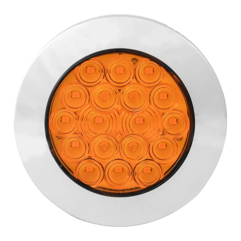 4" FLEET AMBER/AMBER 18 LED SURFACE MOUNT W/ BEZEL, 3WIRES 4" ROUND Light Gray