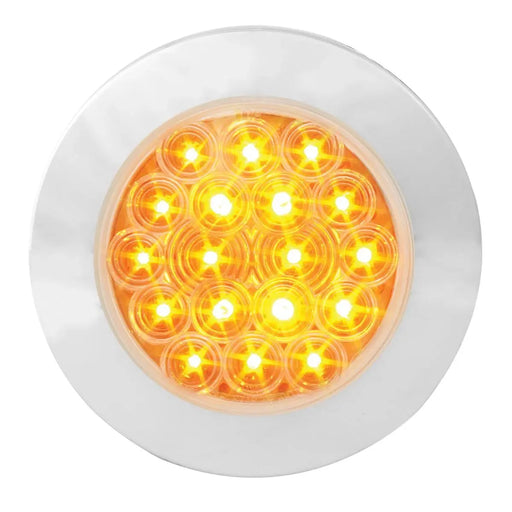 Goldenrod 4" FLEET AMBER/CLEAR 18 LED SURFACE MOUNT W/ BEZEL, 3WIRES 4" ROUND