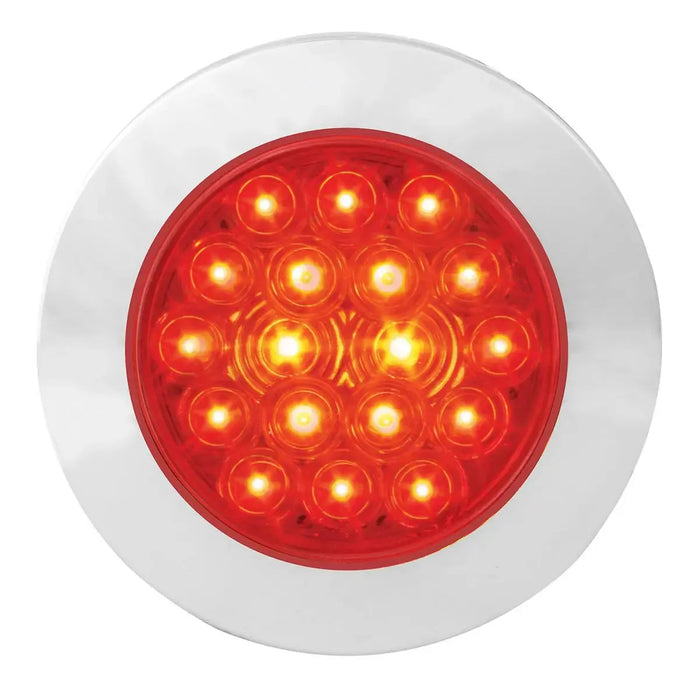 Light Gray 4" FLEET RED/RED 18 LED SURFACE MOUNT W/ BEZEL, 3WIRES 4" ROUND