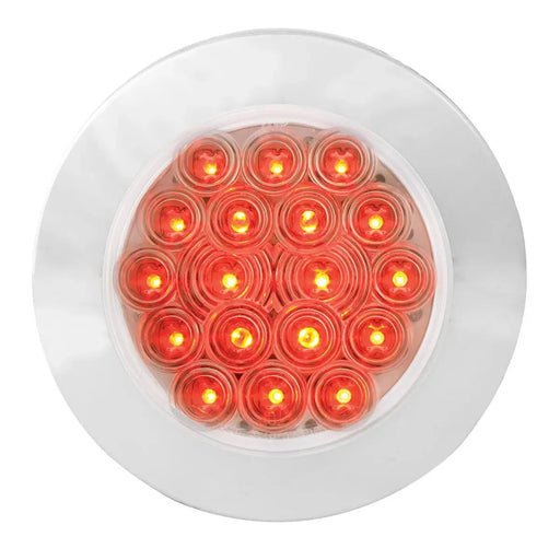Chocolate 4" FLEET RED/CLEAR 18 LED SURFACE MOUNT W/ BEZEL, 3WIRES 4" ROUND
