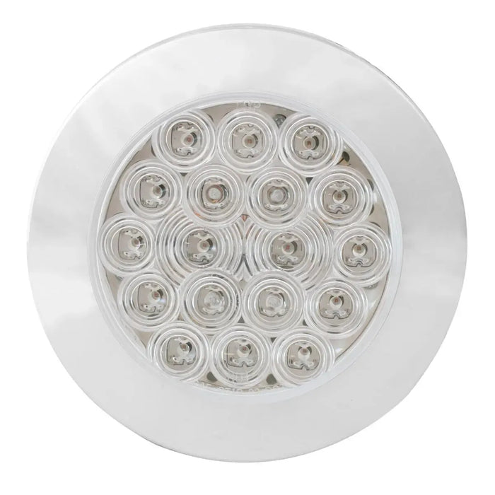 Light Gray 4" FLEET WHITE/CLEAR 18 LED SURFACE MOUNT W/ BEZEL, 3WIRES 4" ROUND