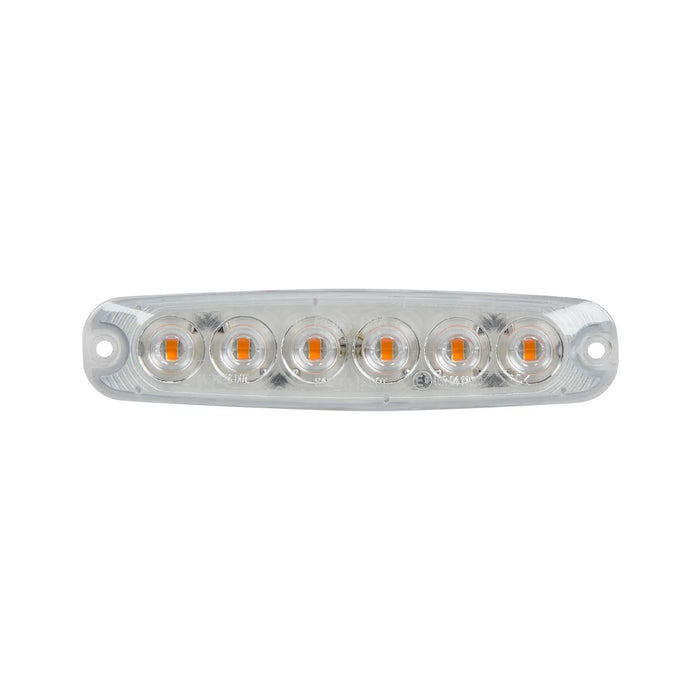 Gray 5-1/8" ULTRA THIN AMBER/CLEAR 6 LED LIGHT, HIGH/LOW, 3 WIRES ULTRA THIN LED LIGHT