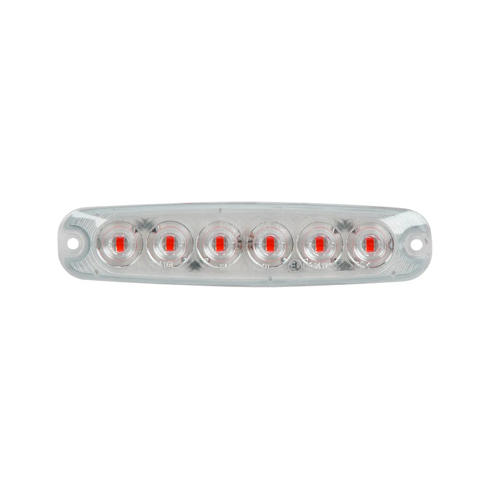 Gray 5-1/8" ULTRA THIN RED/CLEAR 6 LED LIGHT, HIGH/LOW, 3 WIRES