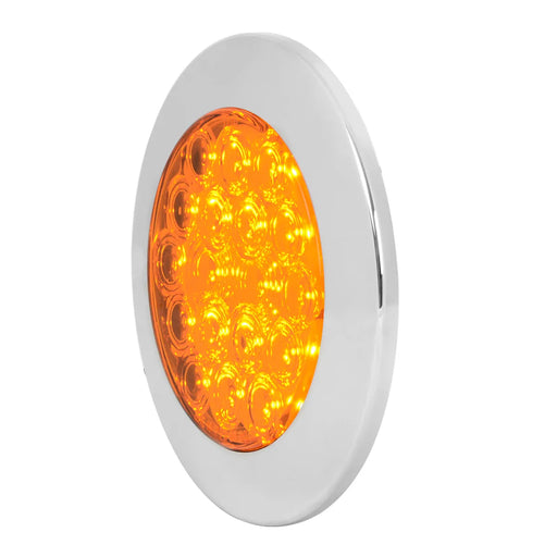 Light Gray 4" FLEET AMBER/AMBER 18 LED FLANGE MOUNT W/BEZEL, 3 PRONG 4" ROUND