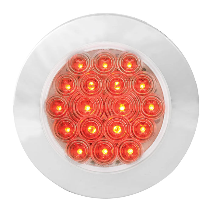 Chocolate 4" FLEET RED/CLEAR 18 LED FLANGE MOUNT W/BEZEL, 3 PRONG 4" ROUND