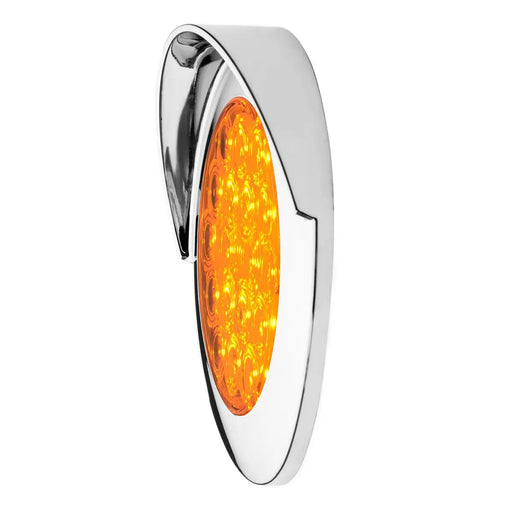 Light Gray 4" FLEET AMBER/AMBER 18 LED FLANGE MT. W/VISOR BEZEL, 3PRONG 4" ROUND